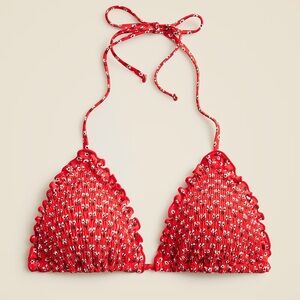 NWT J. Crew Red Floral Bikini Top